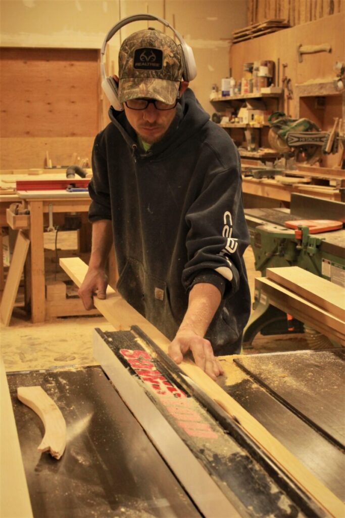 Jesse working with wood