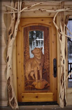 #10 Dbl. sided Kabekona Wolf w/ etched glass (cedar)