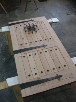 #14 reclaimed fir custom forged accents