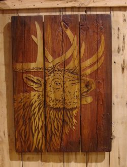 #16 sandcarved elk wall hanging