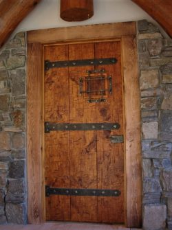 #31 Rustic custom distressed plank w/ hand-forged straps and grille