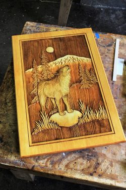 #37 Carved wolf wall hanging