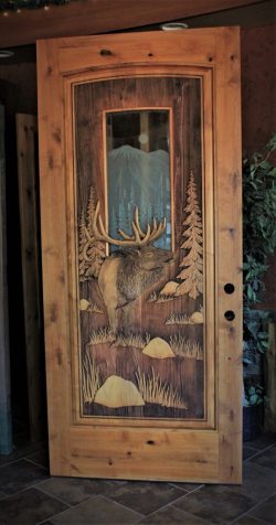 #38 Dbl. sided mountain elk w/ etched glass (cedar)