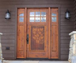 #39 6lite pine bough w/ obscured, arched glass and sidelites (alder)