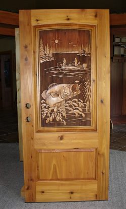 #44 Dbl. panel w/ largemouth bass (cedar)