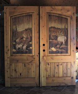 #5 Double Doors w/ Elk and Wolves (alder)