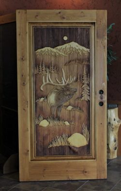 #65 Full panel elk and mountains (pine)