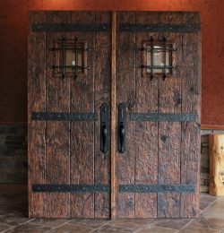 #18 Dbl. doors w/ heavy distress, hand-forged straps & grilles (alder)