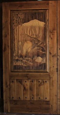#68 Plank and panel w/ clavos & elk (alder)