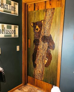 #52 "Barn" door w/bear carving