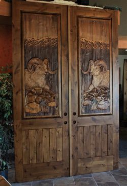#72 Dbl. door w/ dall sheep (alder)