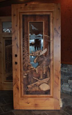 #73 Double sided moose w/etched glass (alder)