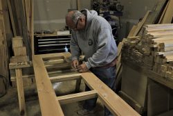 #59 Jim working on a large transom