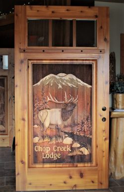 #74 3lite Chop Creek Lodge w/ elk and ledge (cedar)