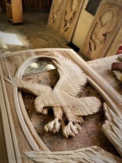 #62 Carved eagle panel in progress