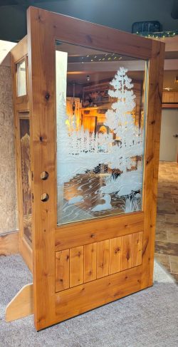 #73 Custom Etched Glass Door with Loon