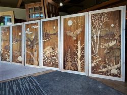 #65 Carved panels awaiting installation