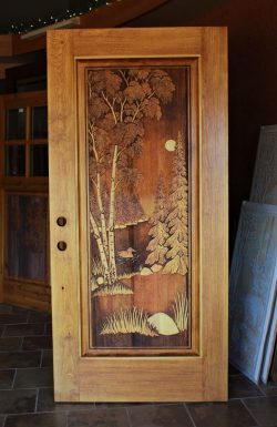#80 Full panel birch & pines w/duck (clear pine)