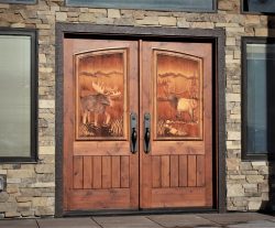 #78 Dbl. door w/moose & elk (alder)