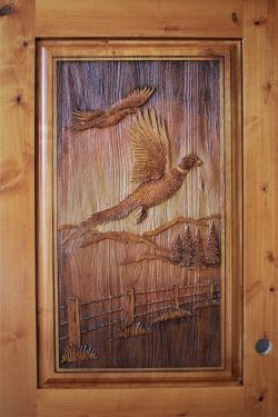 #67 Close up of pheasant carving